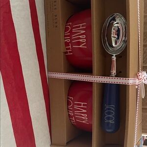 Rae Dunn Red and Blue Ice Cream Set
